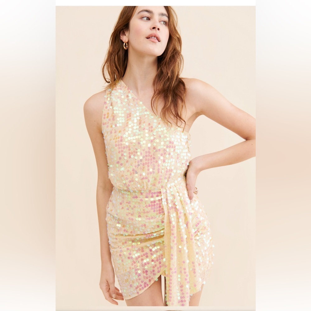 Saylor Kyrie Sequins One-Shoulder Dress Swiftie Lover Era Size XS Fairy Ethereal - Picture 2 of 16